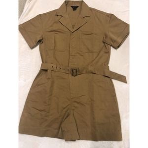 NEW Club Monaco Women Khaki Romper Overalls Short Sleeve Utility New W/O…